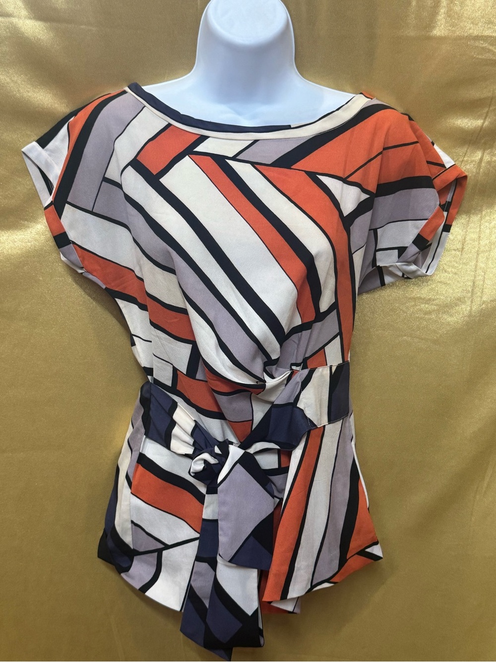 Banana Republic Bold Geometric Twist-Front Blouse - Size XS